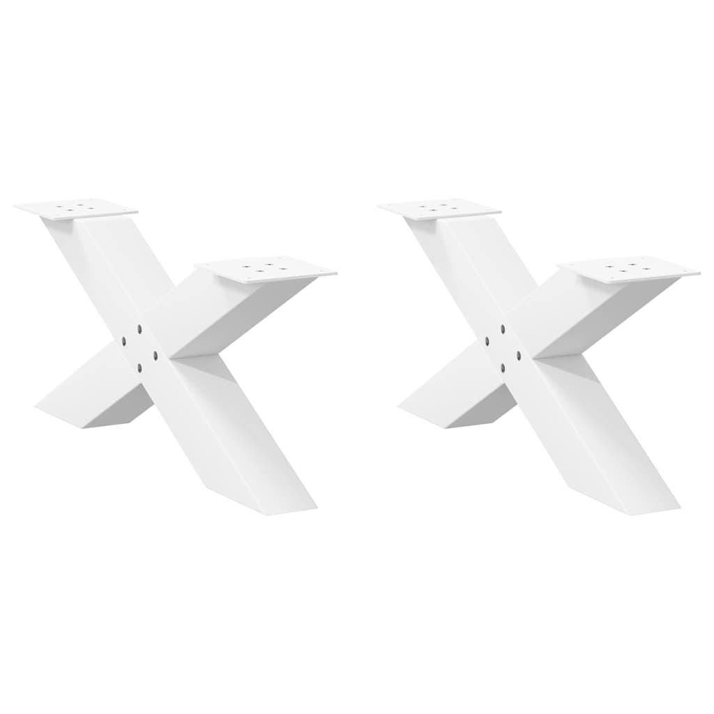 Vetonek Patas de mesa de centro forma X 2uds acero blanco 70x(30-31) cm