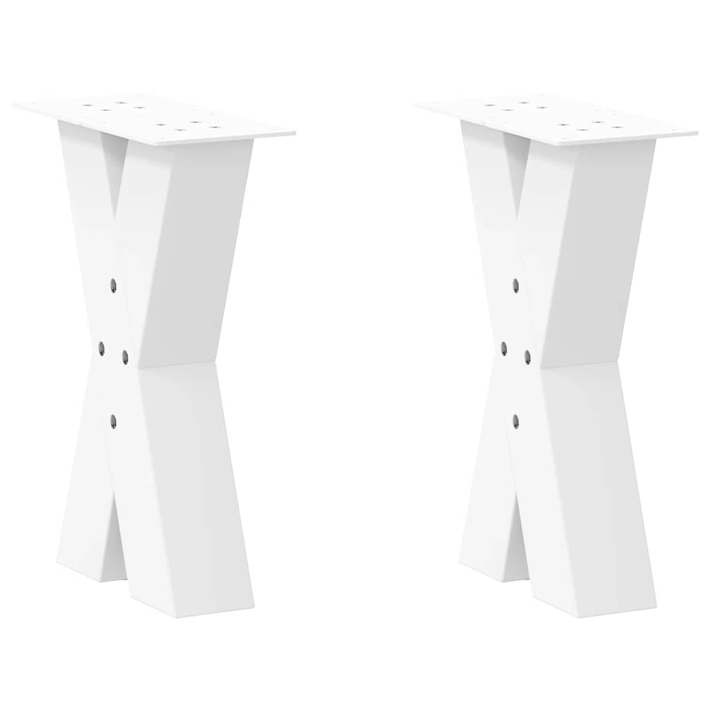 Vetonek Patas de mesa de centro forma X 2uds acero blanco 38x(42-43) cm