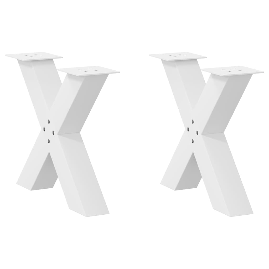 Vetonek Patas de mesa de centro forma X 2uds acero blanco 50x(42-43) cm