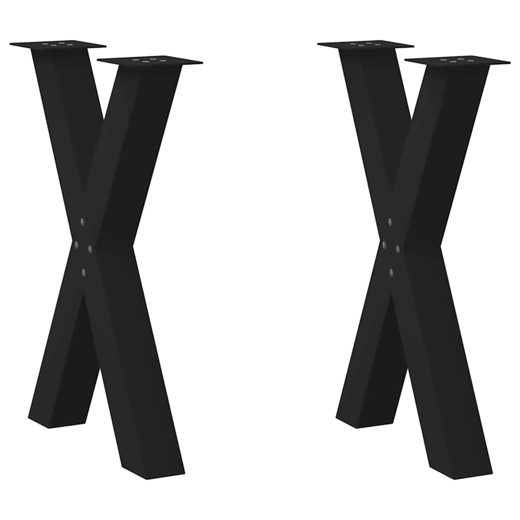 Vetonek Patas para mesa de comedor en forma de X 2 uds acero negro