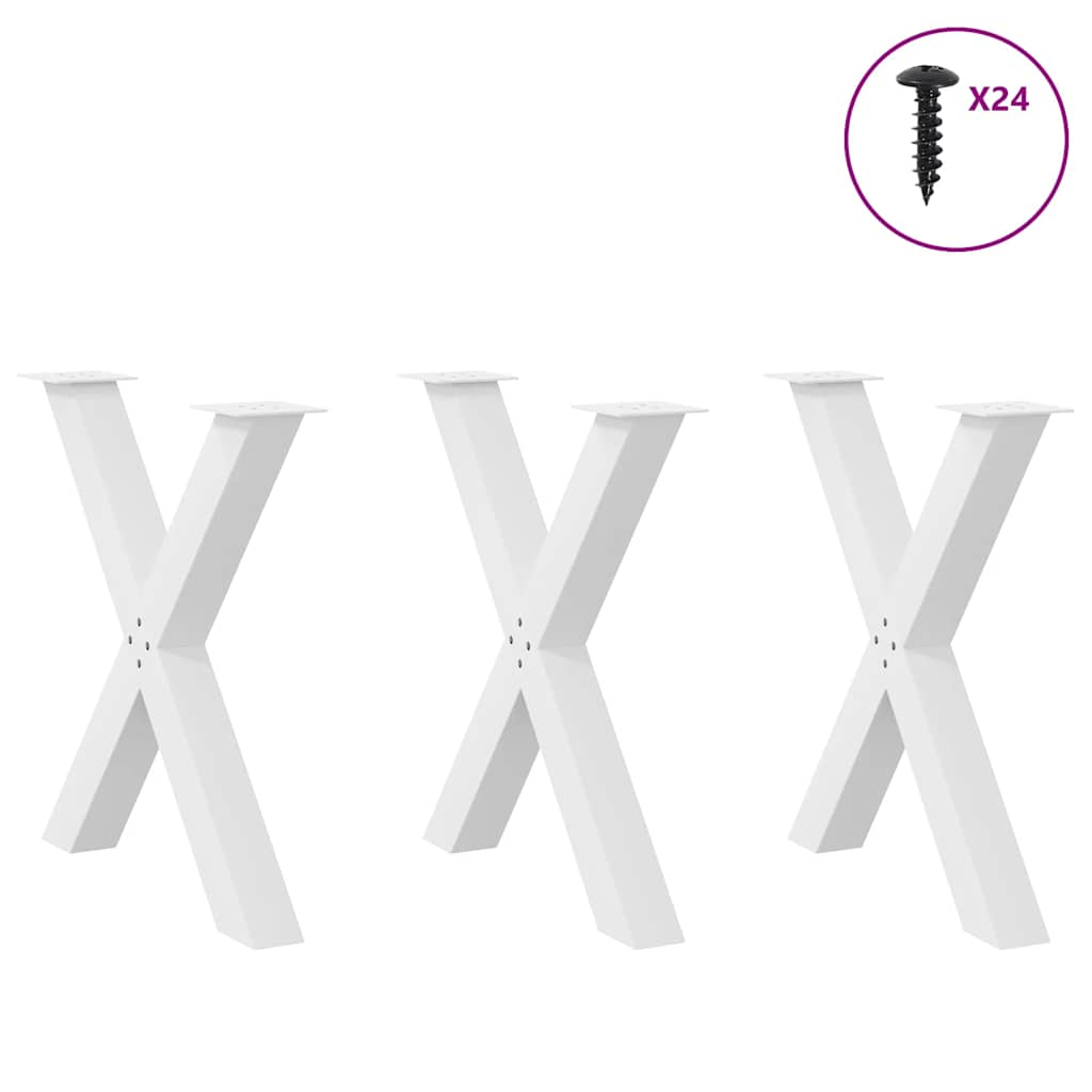 Dining table legs in x 3 units white steel