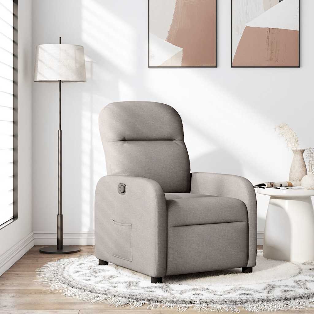 Vetonek Sillón reclinable de tela gris taupe