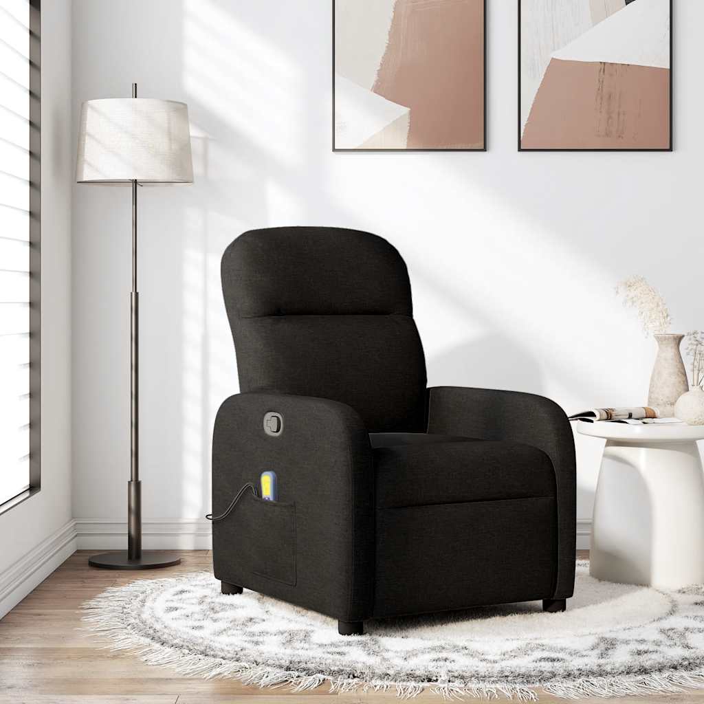 Vetonek Sillón reclinable de masaje de tela negro