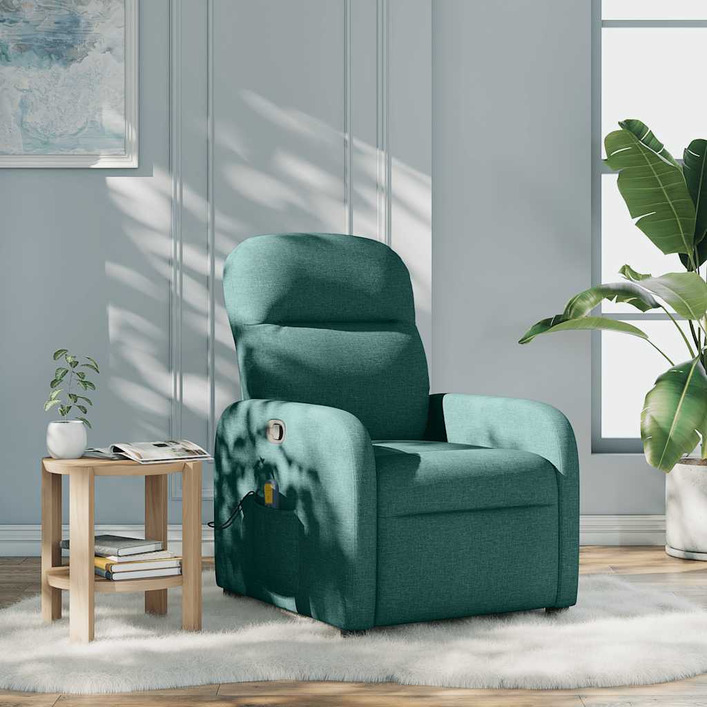 Vetonek Sillón de masaje reclinable de tela verde oscuro