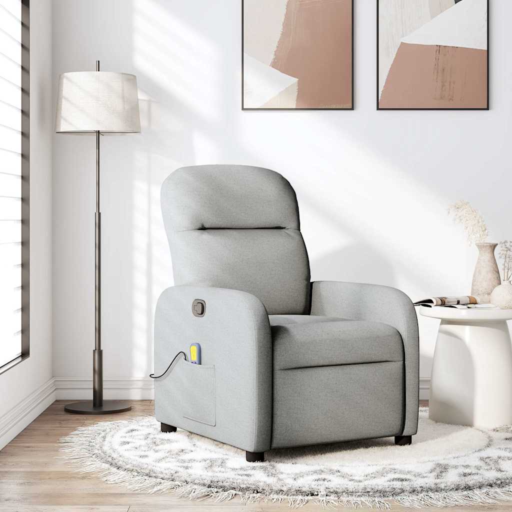 Vetonek Sillón de masaje reclinable de tela gris nube