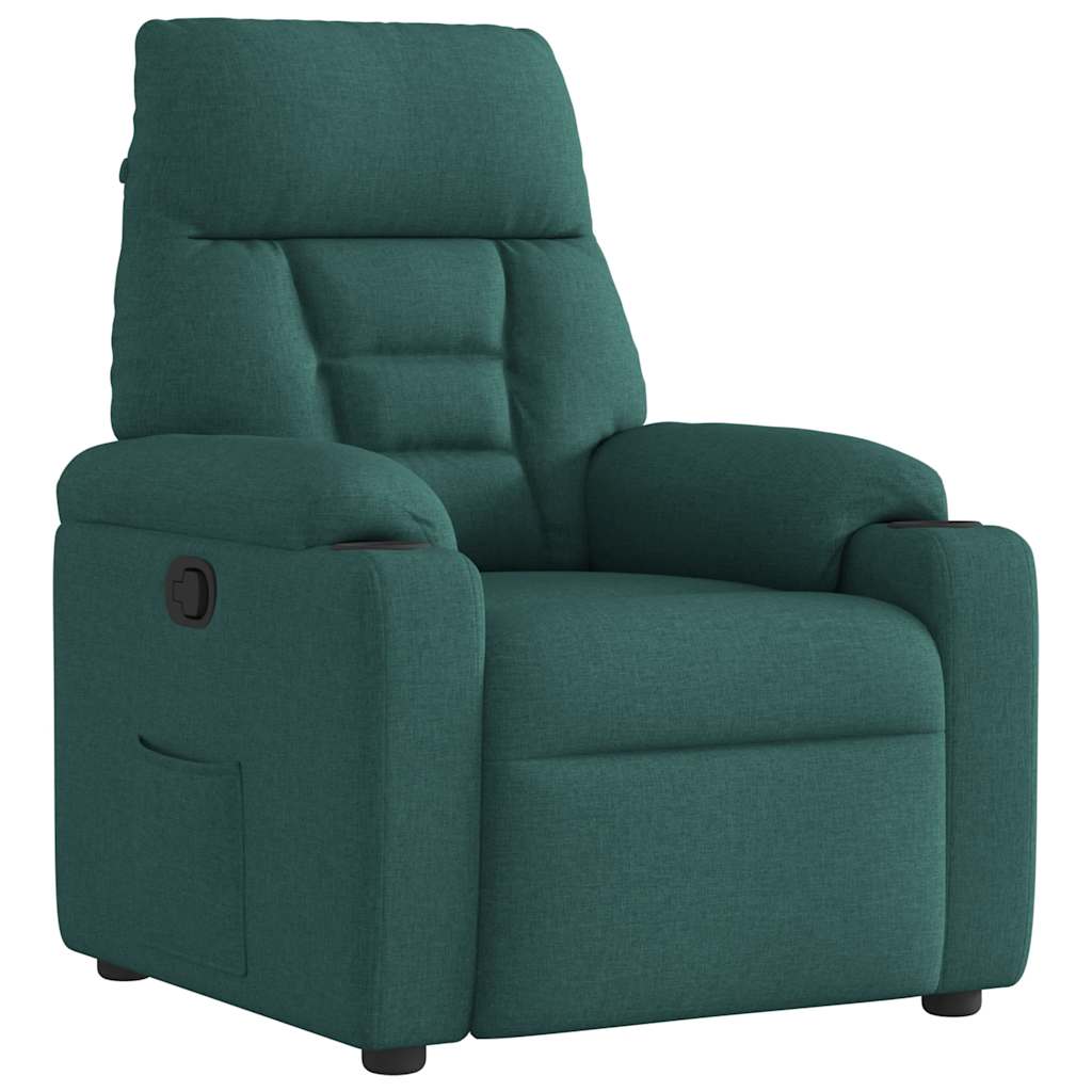 Vetonek Sillón reclinable de tela verde oscuro