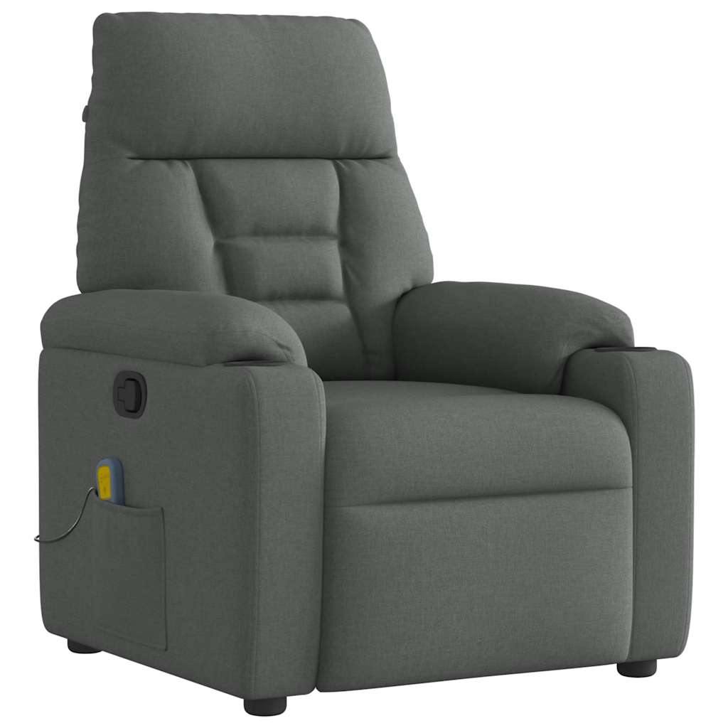 Vetonek Sillón de masaje reclinable de tela gris oscuro