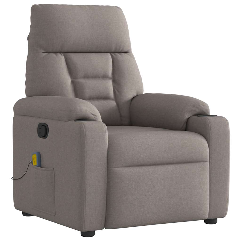 Vetonek Sillón de masaje reclinable de tela gris taupé