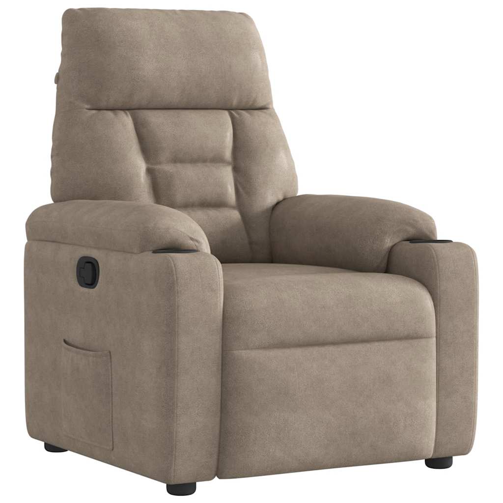 Vetonek Sillón reclinable tela de microfibra gris taupe