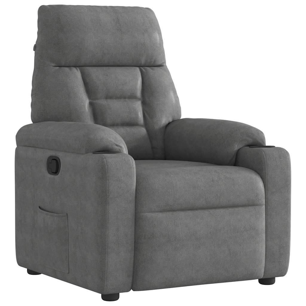 Vetonek Sillón reclinable tela de microfibra gris oscuro