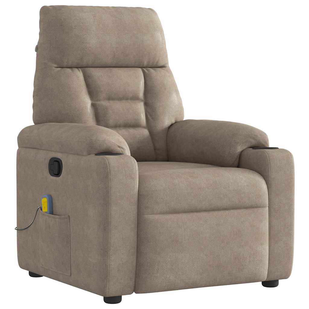 Vetonek Sillón reclinable de masaje tela de microfibra gris taupe