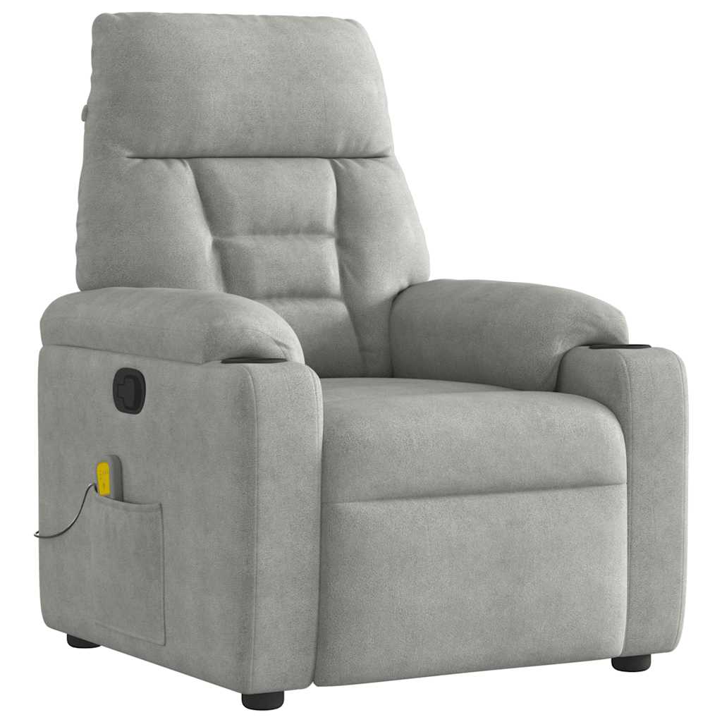 Vetonek Sillón reclinable de masaje tela de microfibra gris claro