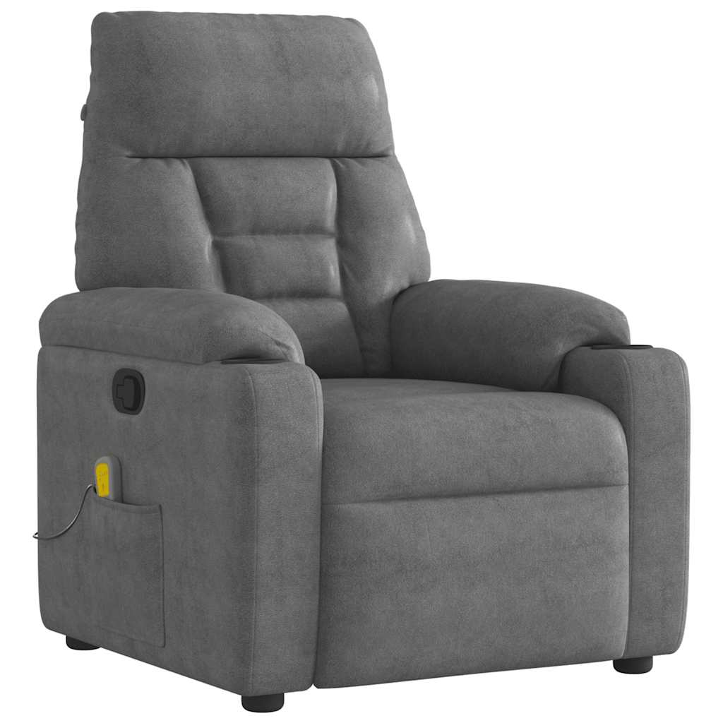 Vetonek Sillón reclinable de masaje tela de microfibra gris oscuro