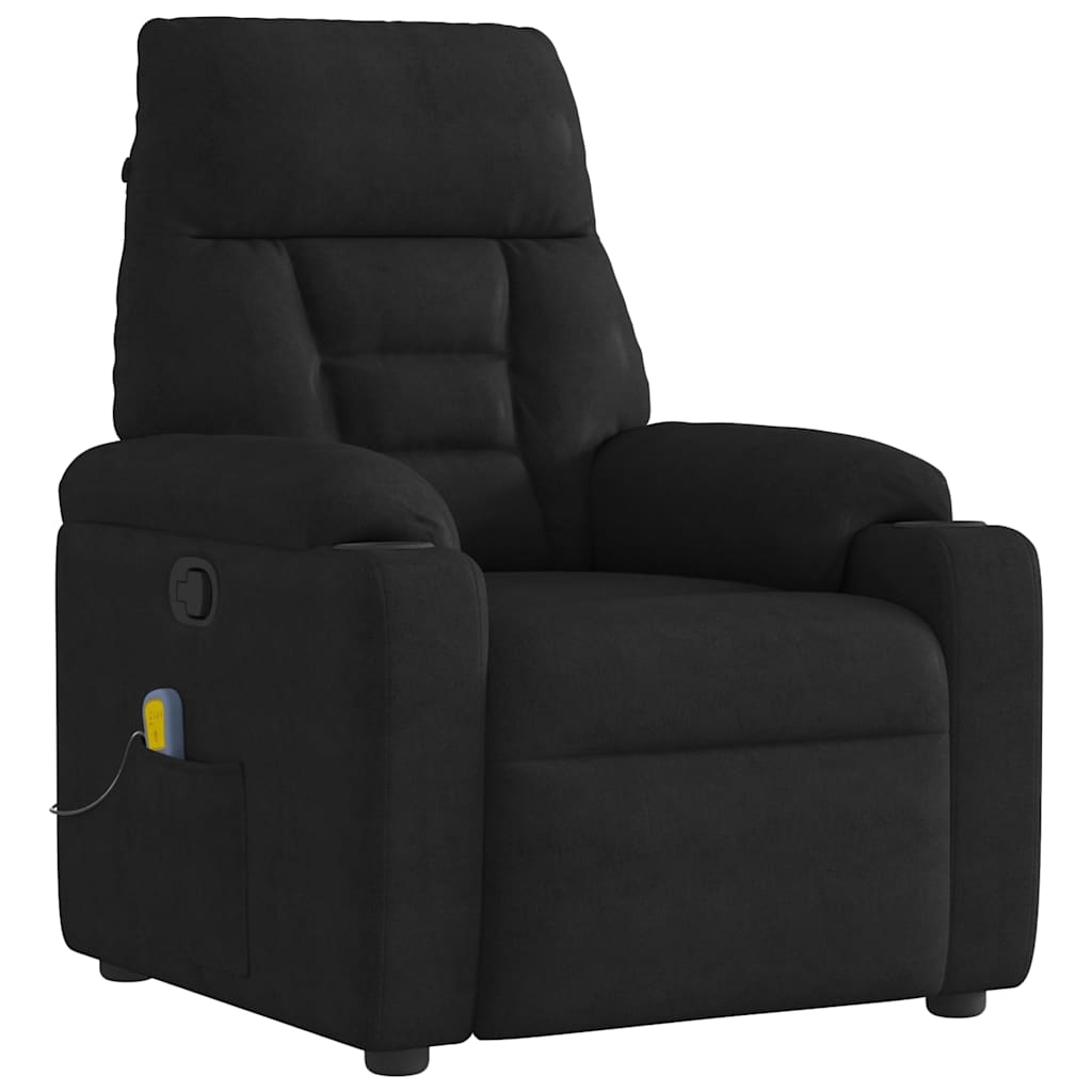 Vetonek Sillón reclinable de masaje tela de microfibra negro