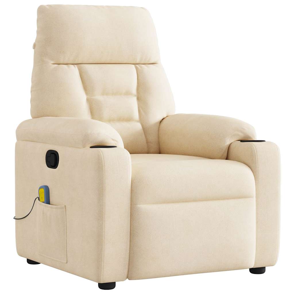 Vetonek Sillón reclinable de masaje tela de microfibra beige