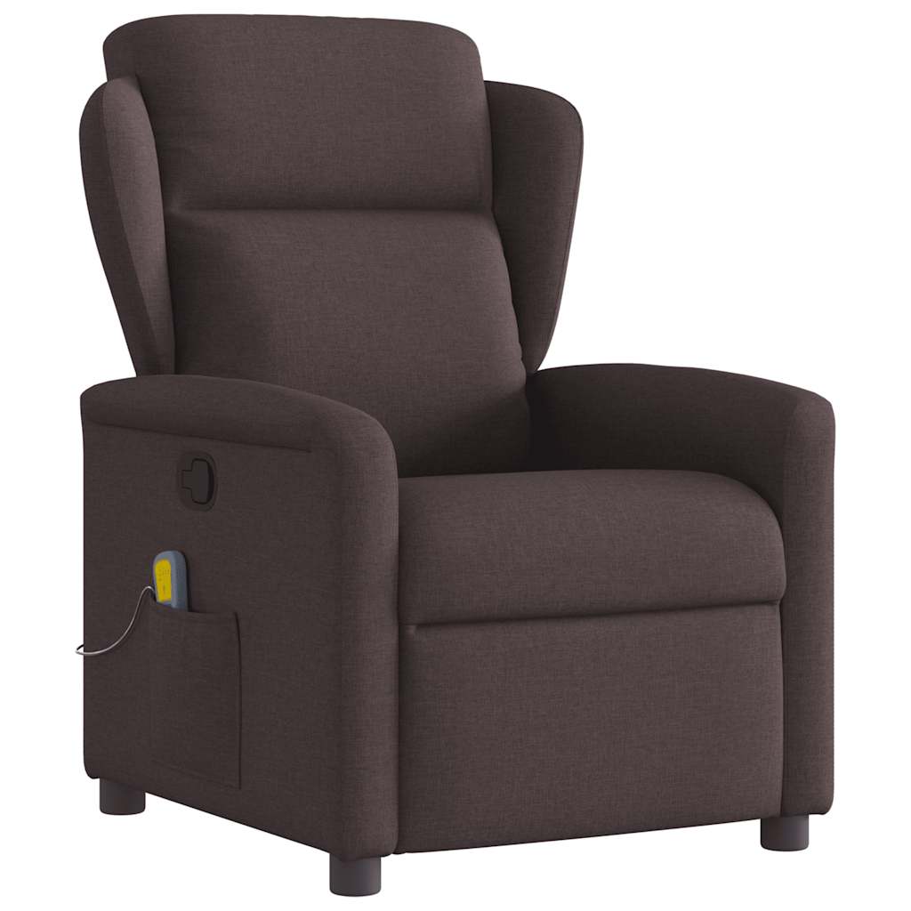 Vetonek Sillón de masaje reclinable de tela marrón oscuro