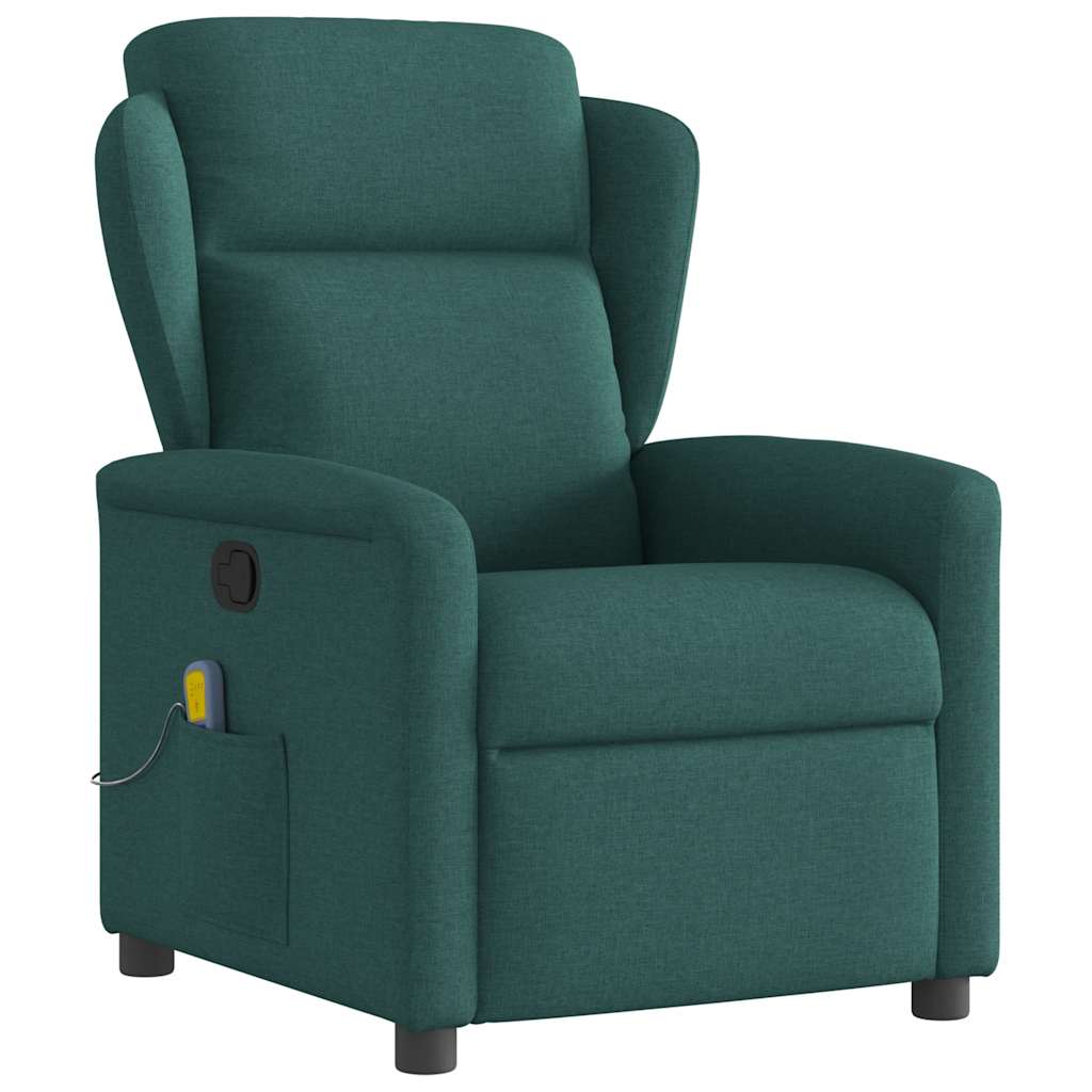 Vetonek Sillón de masaje reclinable de tela verde oscuro