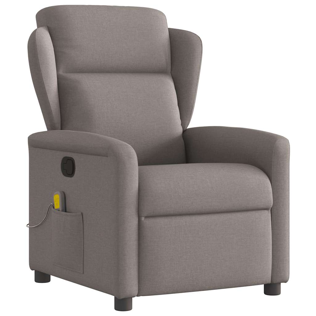 Vetonek Sillón de masaje reclinable de tela gris taupé