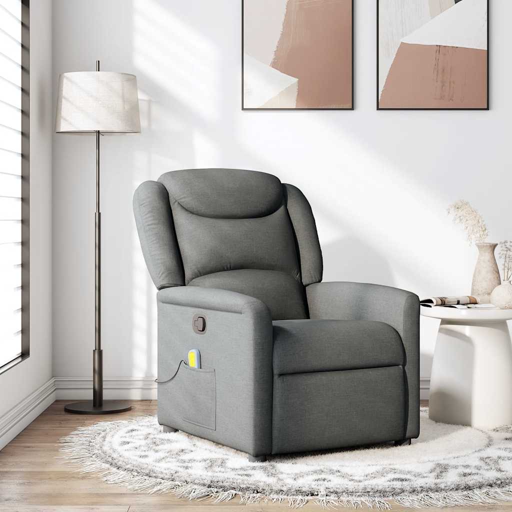 Vetonek Sillón de masaje reclinable de tela gris oscuro