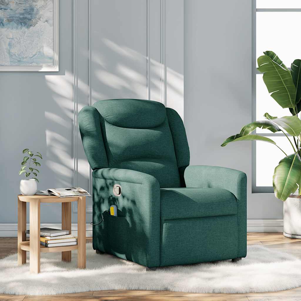 Vetonek Sillón de masaje reclinable de tela verde oscuro