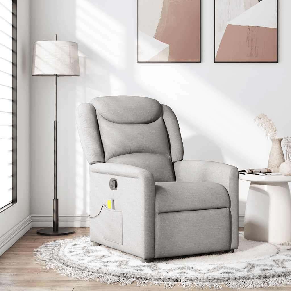 Vetonek Sillón de masaje reclinable de tela gris nube