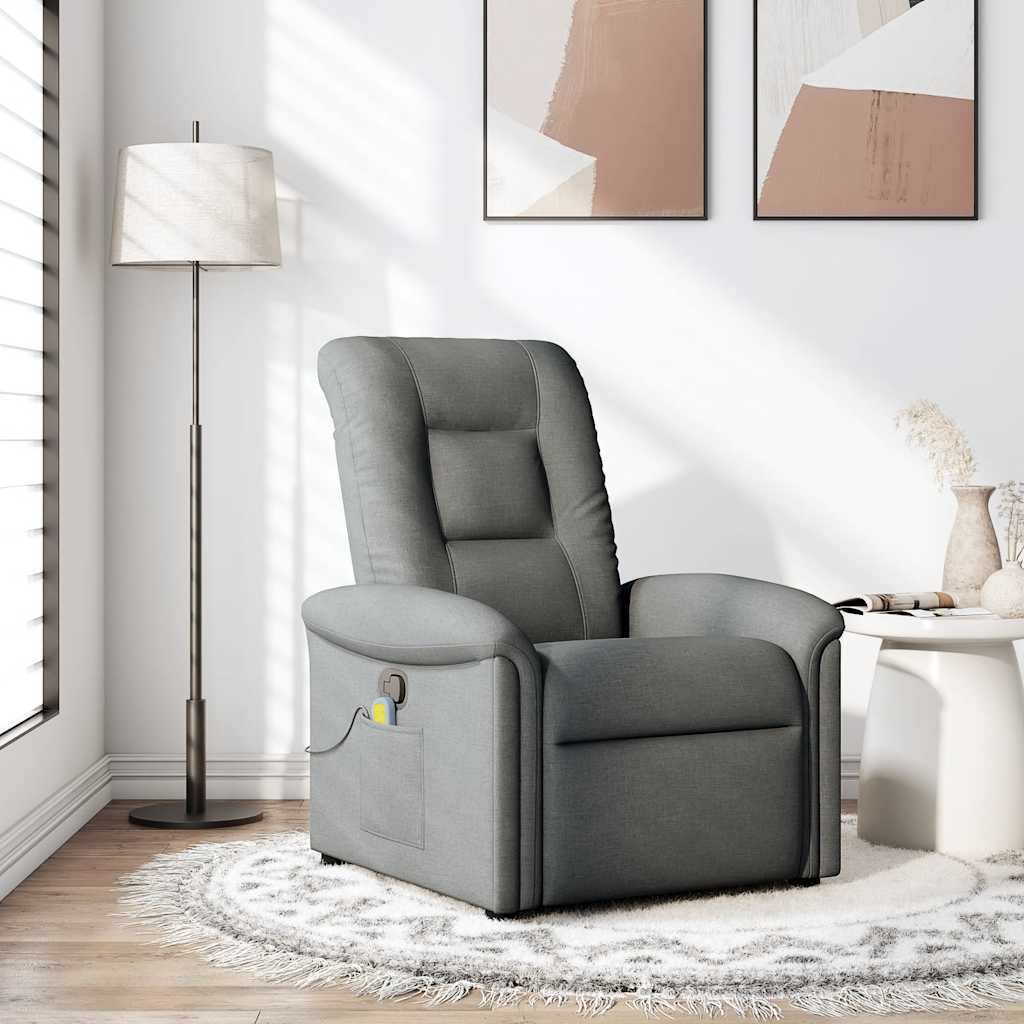 Vetonek Sillón de masaje reclinable de tela gris oscuro