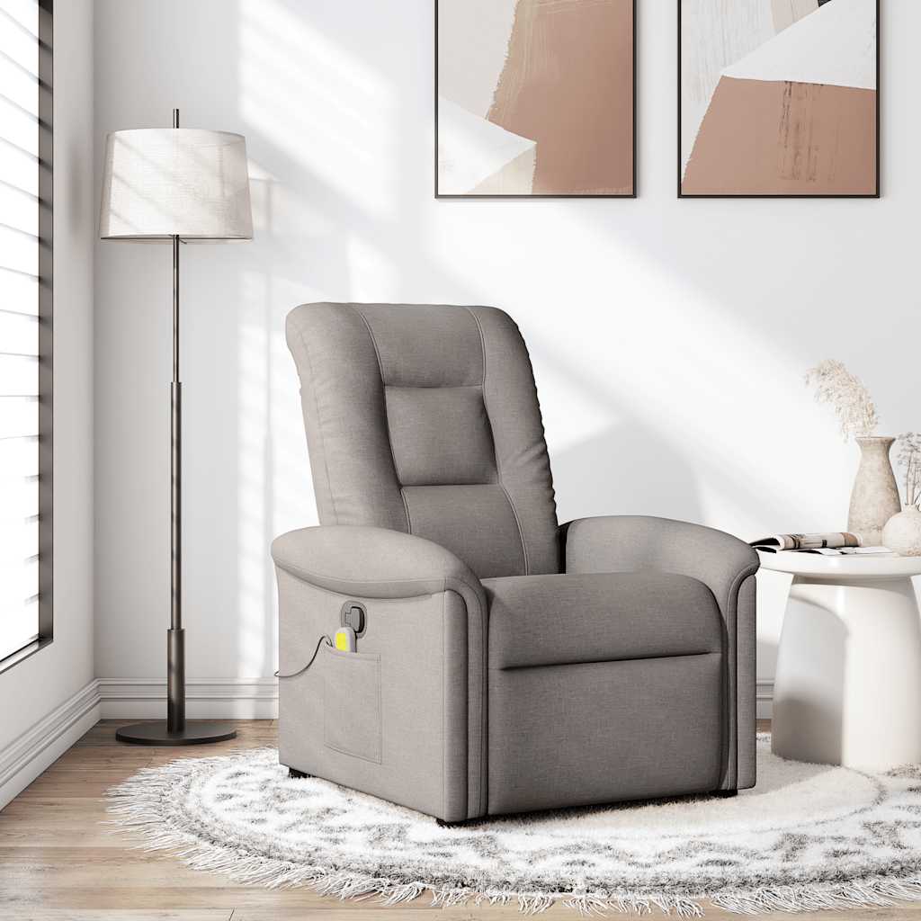 Vetonek Sillón de masaje reclinable de tela gris taupé