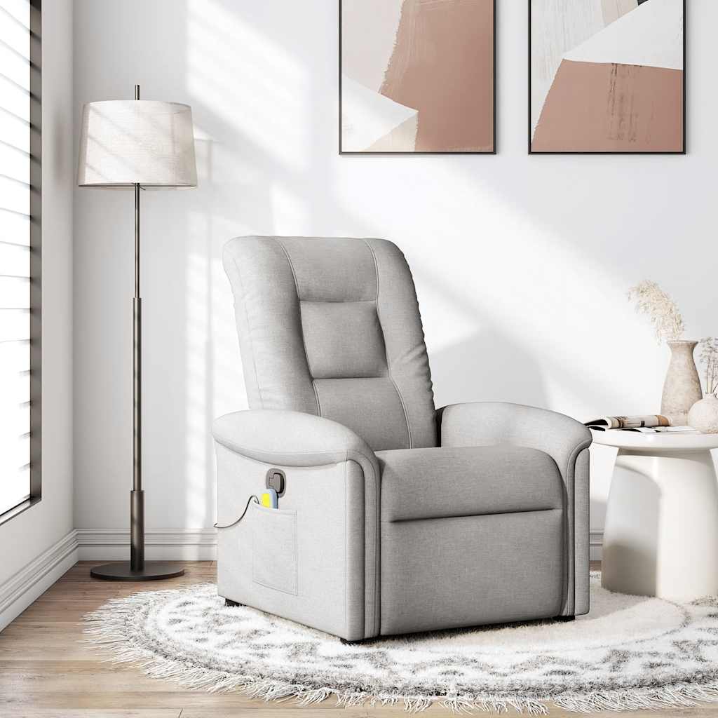 Vetonek Sillón de masaje reclinable de tela gris nube