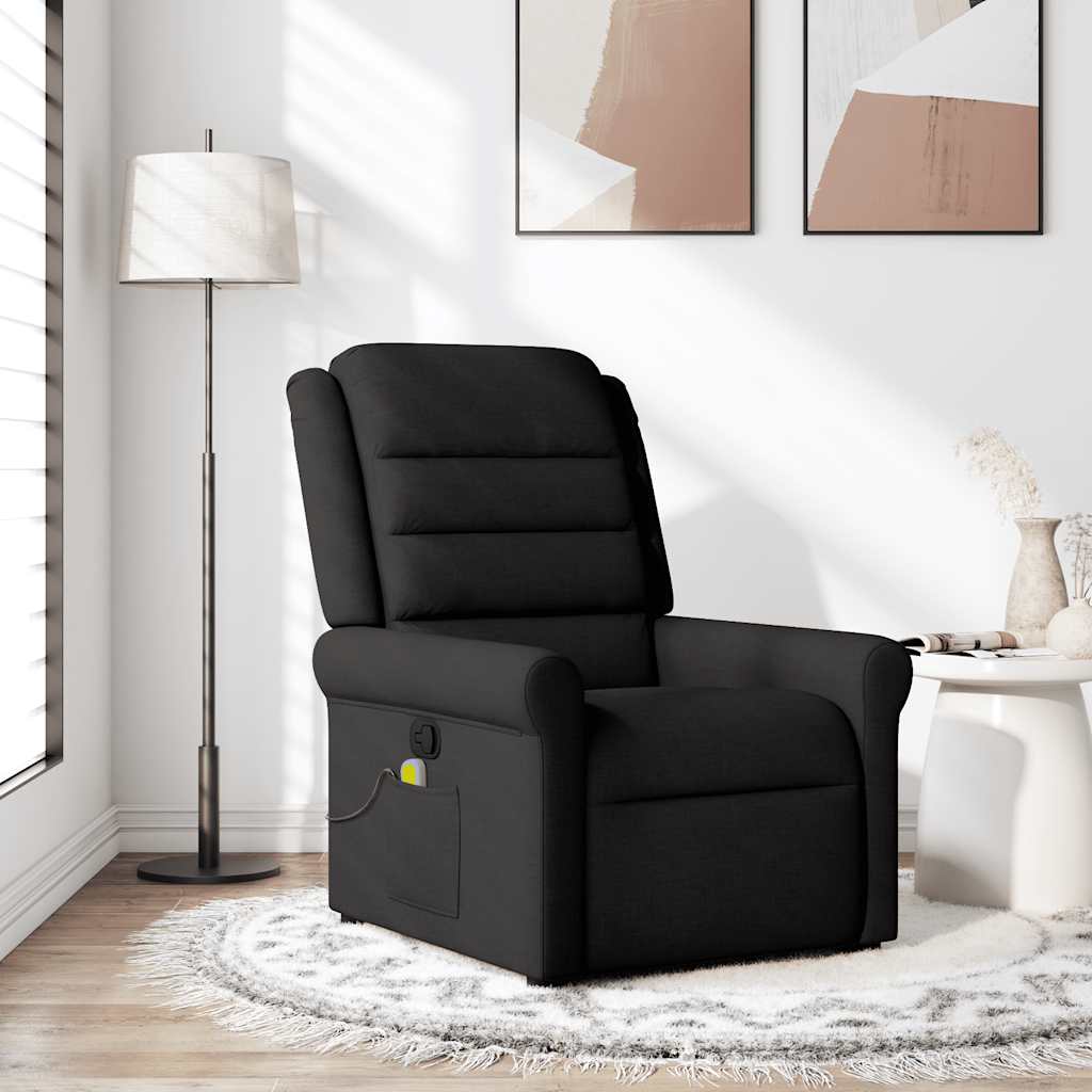 Vetonek Sillón reclinable de masaje de tela negro