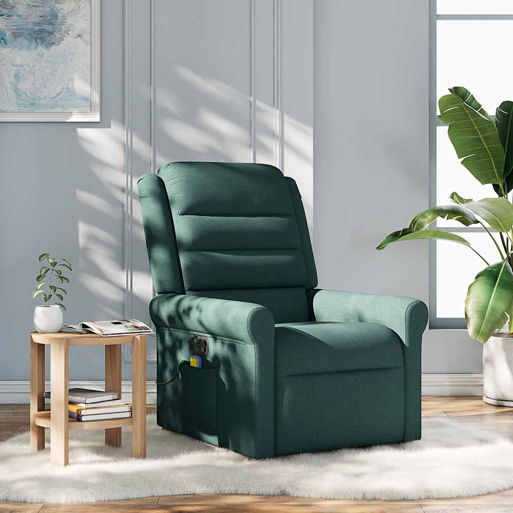 Vetonek Sillón de masaje reclinable de tela verde oscuro