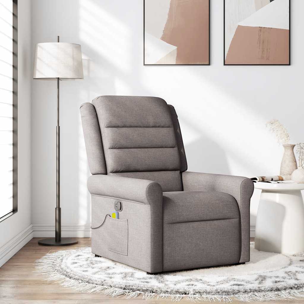 Vetonek Sillón de masaje reclinable de tela gris taupé