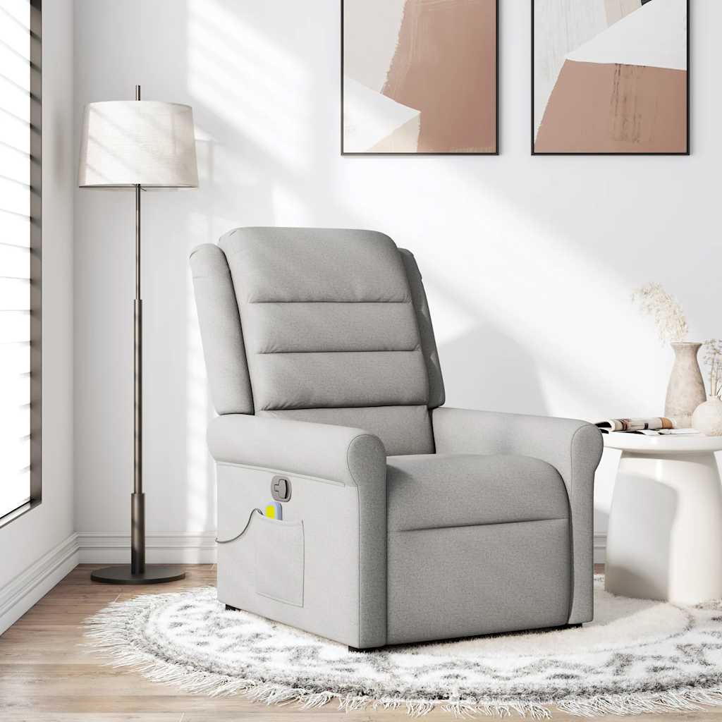 Vetonek Sillón de masaje reclinable de tela gris nube