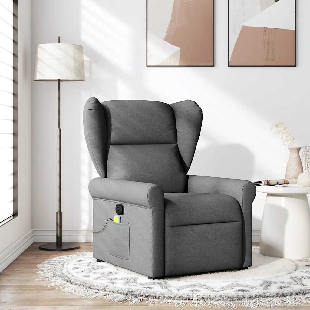 Vetonek Sillón de masaje reclinable de tela gris oscuro