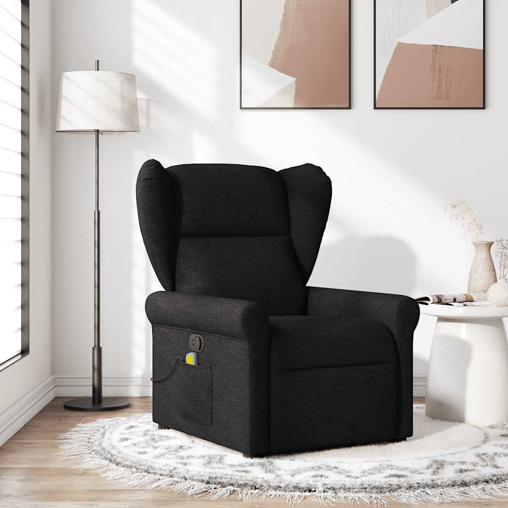 Vetonek Sillón reclinable de masaje de tela negro