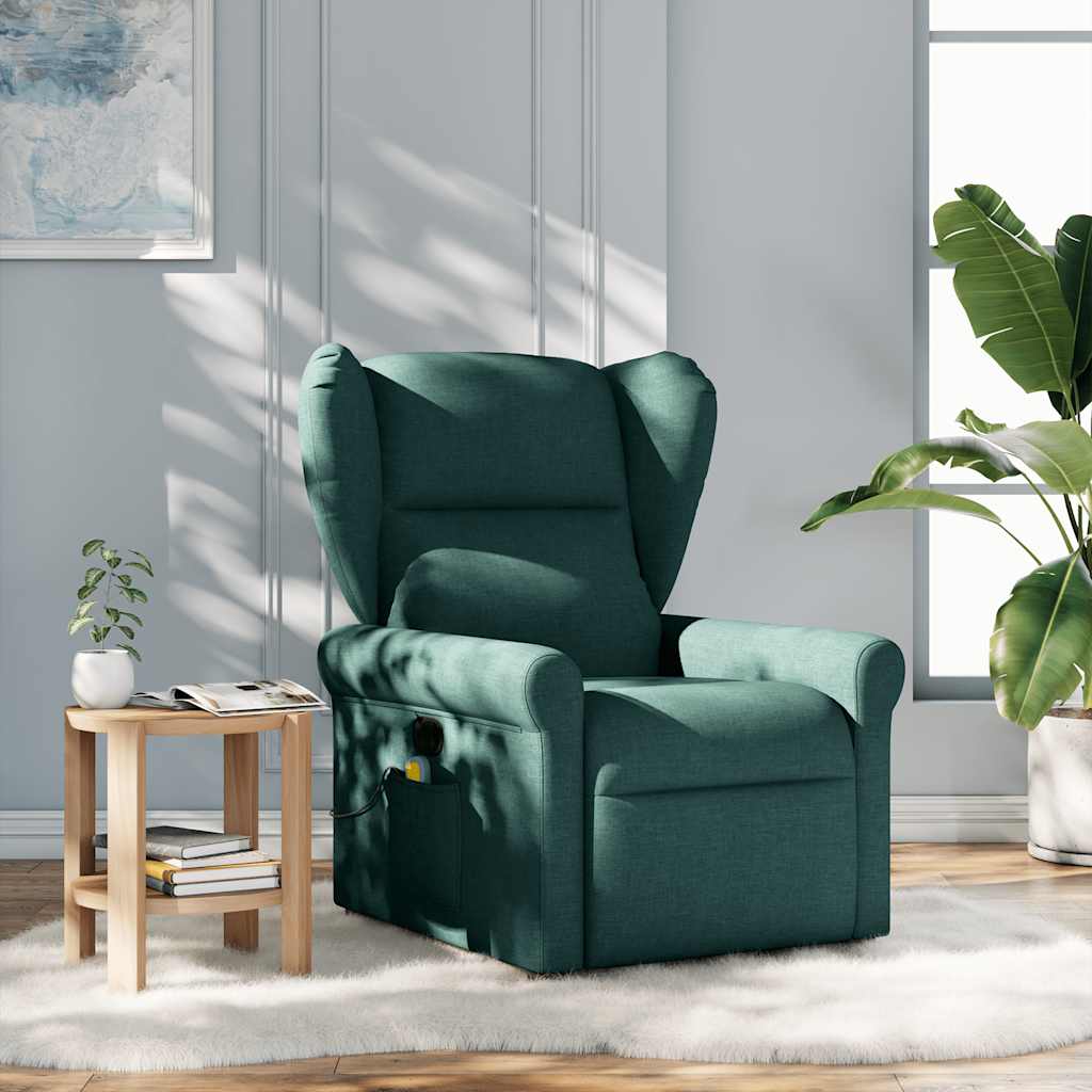 Vetonek Sillón de masaje reclinable de tela verde oscuro