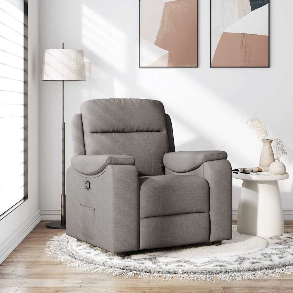 Vetonek Sillón reclinable de tela gris taupe