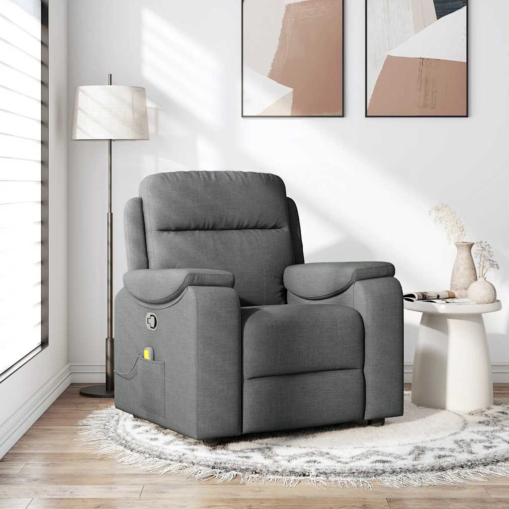 Vetonek Sillón de masaje reclinable de tela gris oscuro