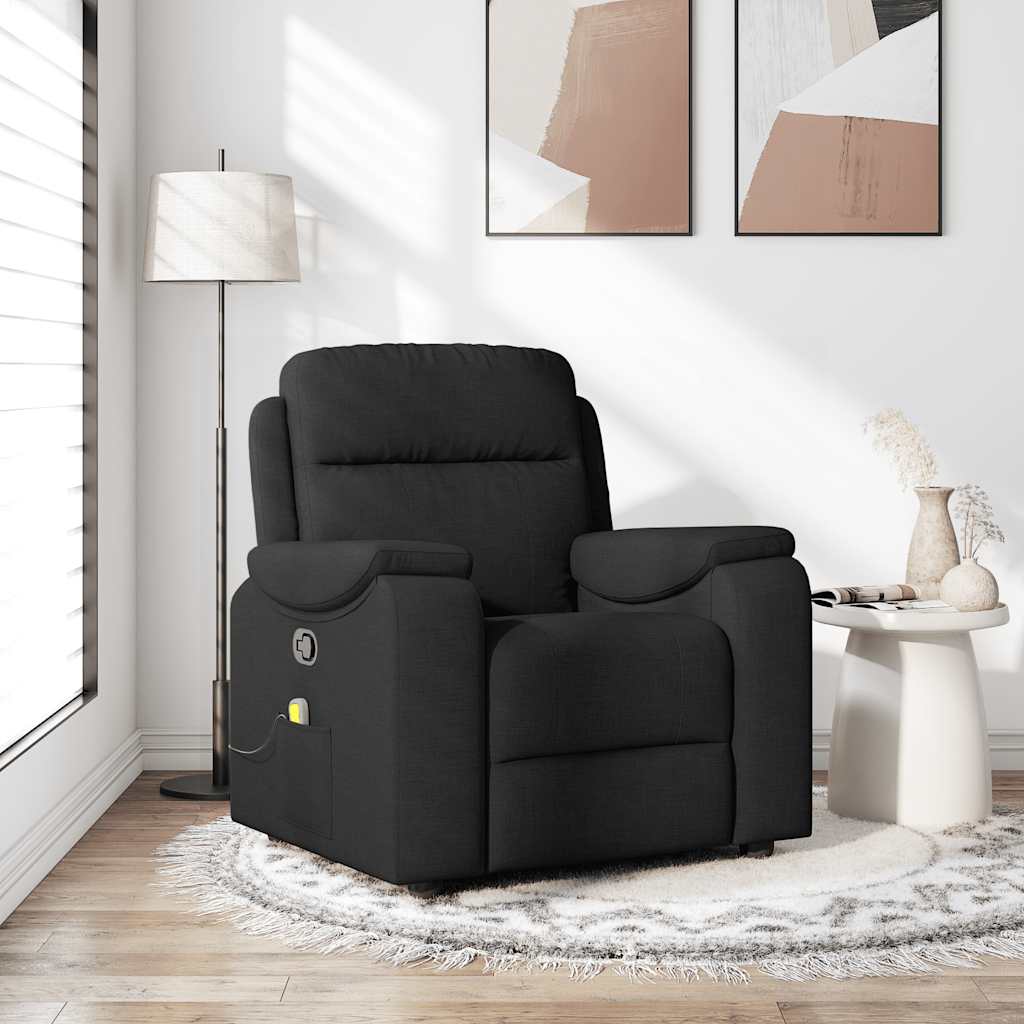 Vetonek Sillón reclinable de masaje de tela negro