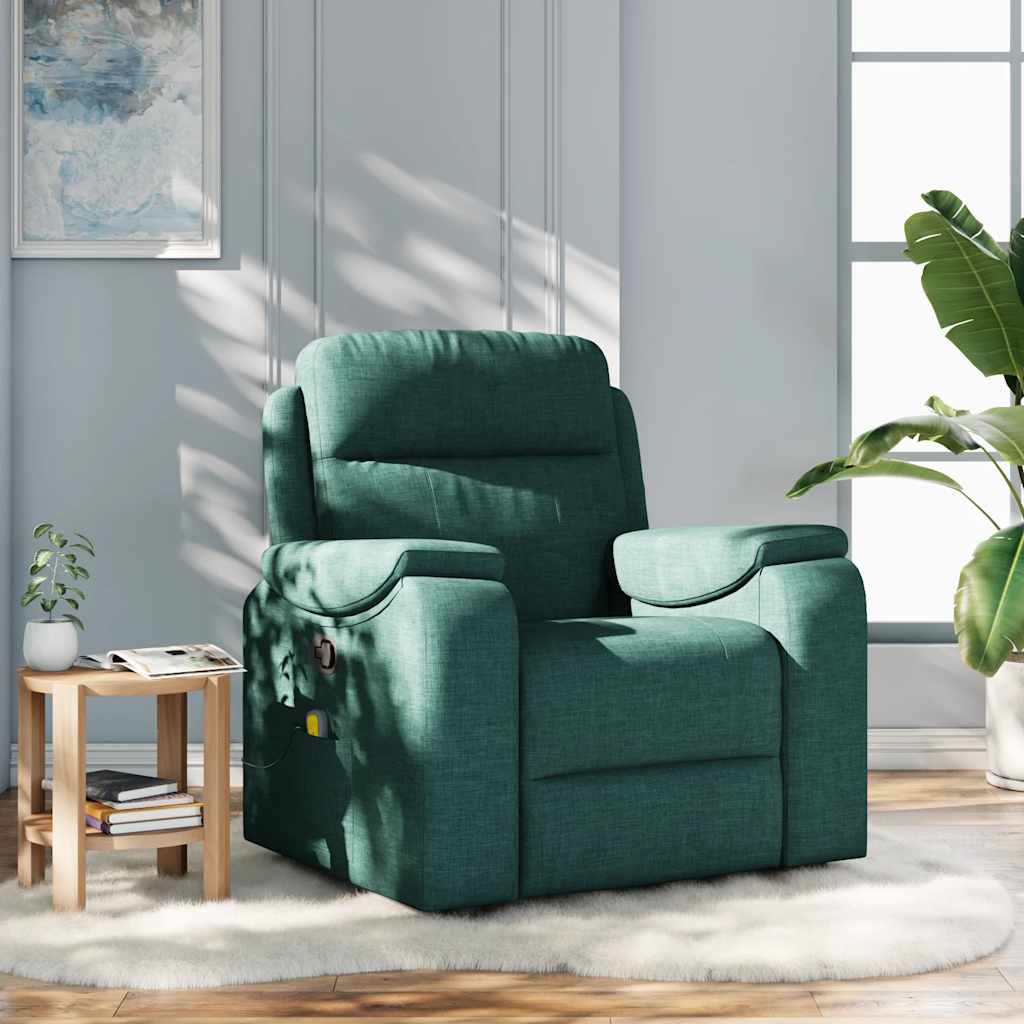 Vetonek Sillón de masaje reclinable de tela verde oscuro