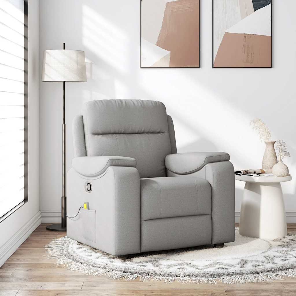 Vetonek Sillón de masaje reclinable de tela gris nube