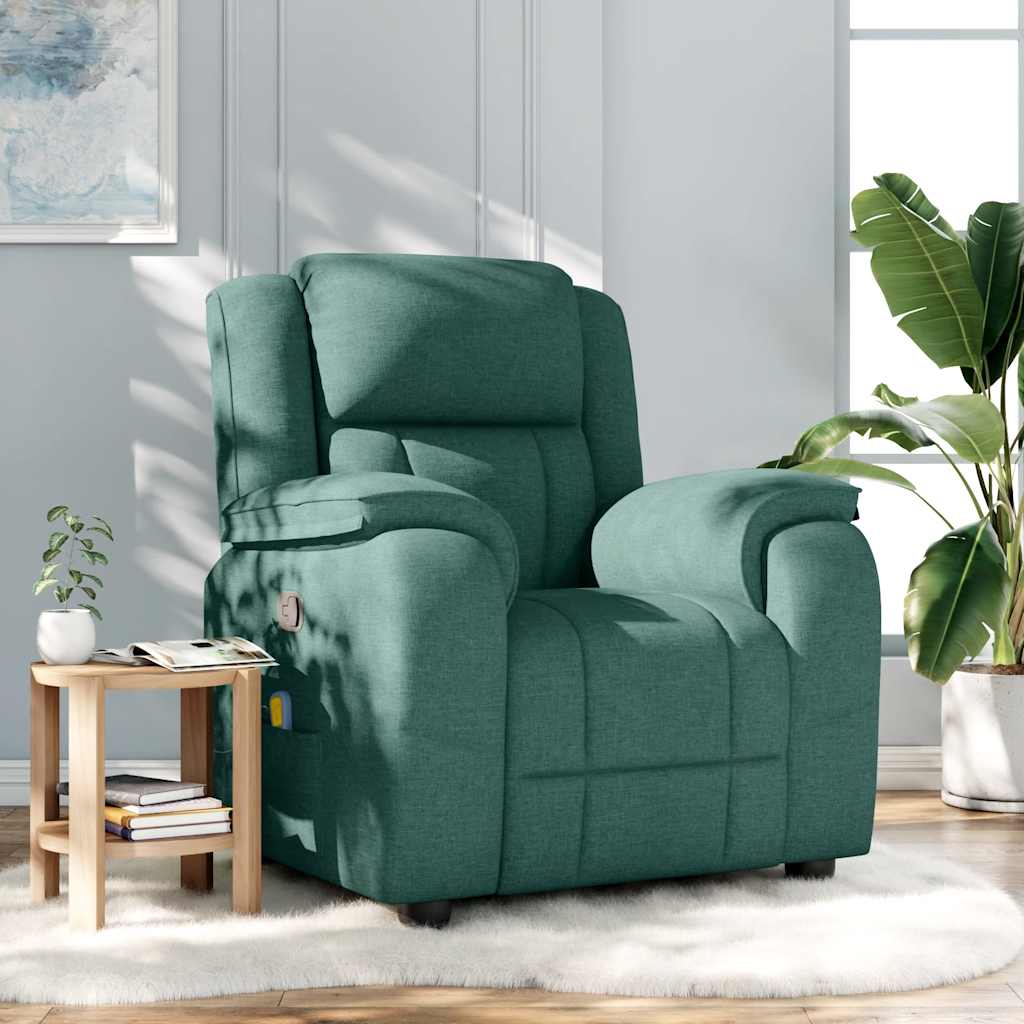 Vetonek Sillón de masaje reclinable de tela verde oscuro