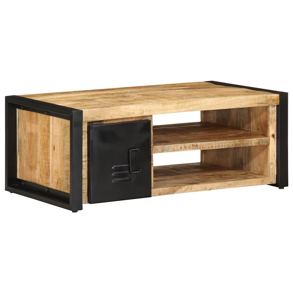 Vetonek Mesa de centro de madera maciza de mango rugosa 90x50x36 cm