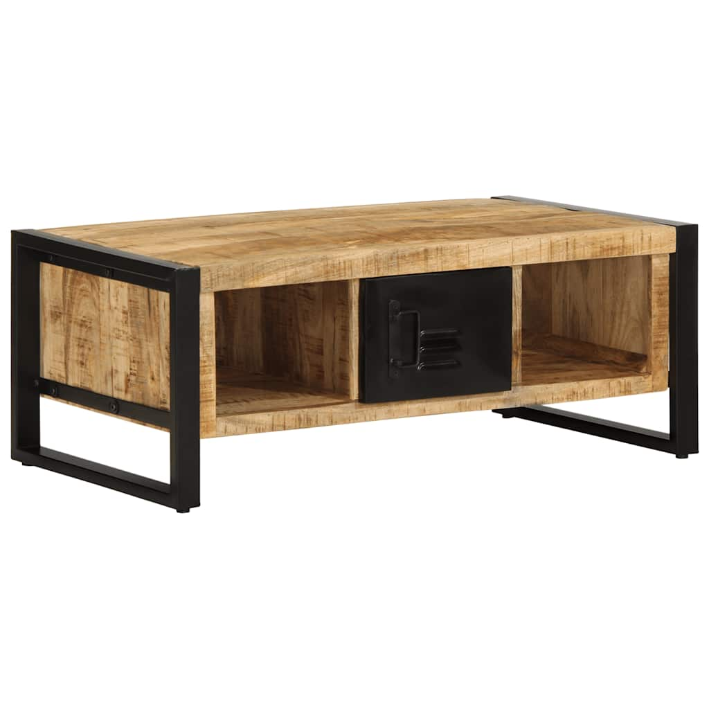 Vetonek Mesa de centro de madera maciza de mango rugosa 90x50x36 cm