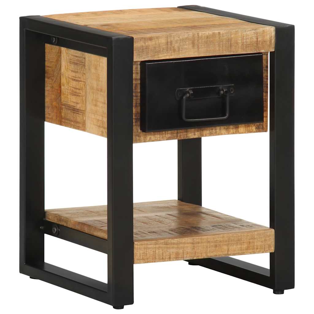 Vetonek Mesita de noche madera maciza de mango 35x34x45 cm