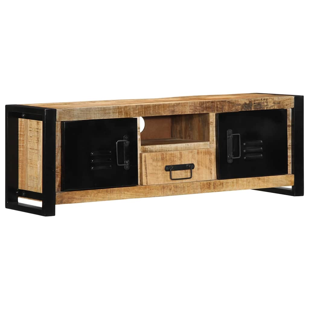 Vetonek Mueble de TV madera maciza de mango rugosa 100x30x35 cm