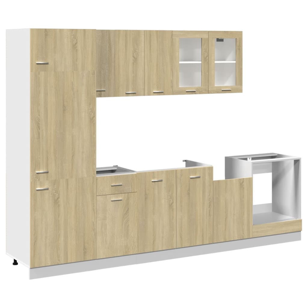 Set muebles de cocina 8 pzas madera de ingeniería roble Sonoma