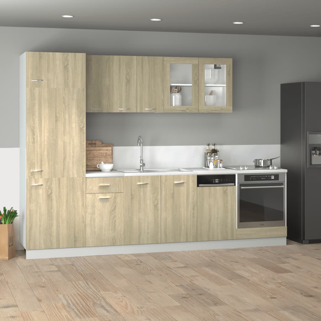 Vetonek Set muebles de cocina 8 pzas madera de ingeniería roble Sonoma