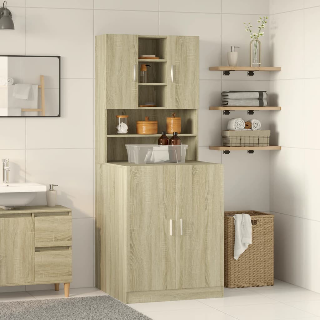 Washing machine cabinet 2 pieces engineered wood sonoma oak v0139 Vetonek