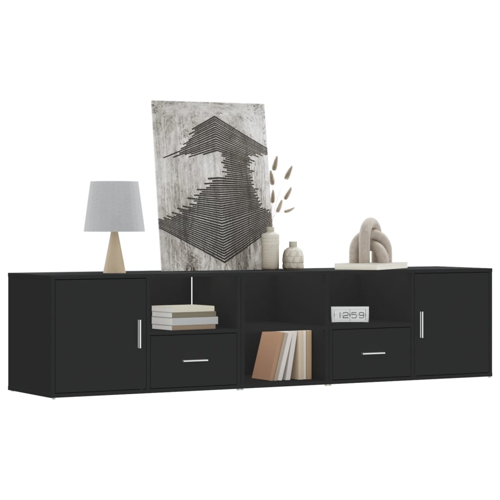 Vetonek Mueble de esquina madera de ingeniería negro 200x40x45 cm