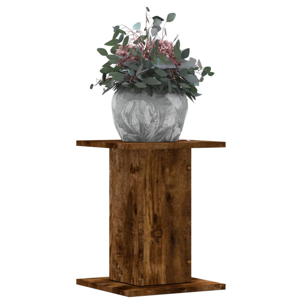 Soportes para plantas 2 uds madera roble ahumado 30x30x40 cm